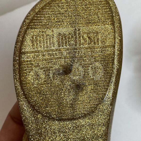 Mini Melissa Ultra Heart Me Sparkle Gold Glitter Sparkle Ballet Jelly S… - Picture 8 of 11